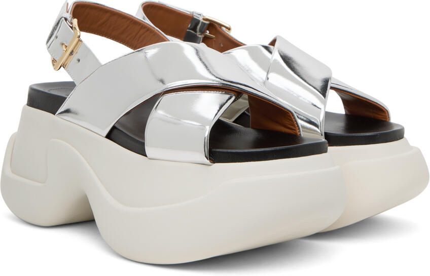 Marni Silver Fussbett Platform Sandals - Picture 2