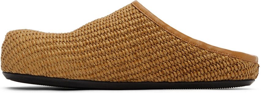 Marni Tan Raffia Fussbett Sabbot Loafers - Picture 3