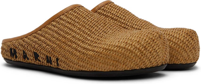 Marni Tan Raffia Fussbett Sabbot Loafers - Picture 2