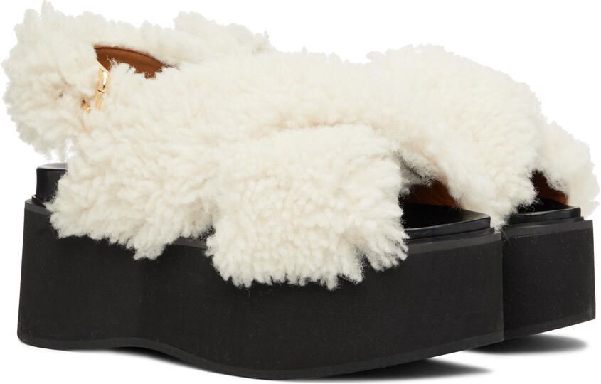 Marni White Shearling Fussbett Platform Sandals - Picture 3