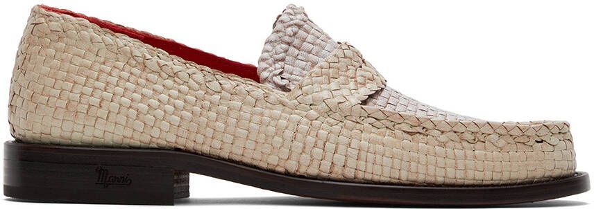Marni Off-White Woven Leather Loafers - Picture 5