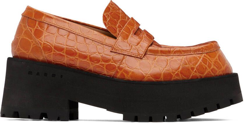 Marni Orange Croc-Embossed Platform Loafers - Picture 5
