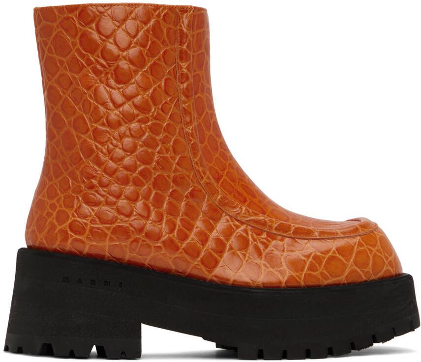 Marni Orange Zip Boots - Picture 5