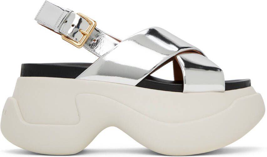Marni Silver Fussbett Platform Sandals - Picture 4