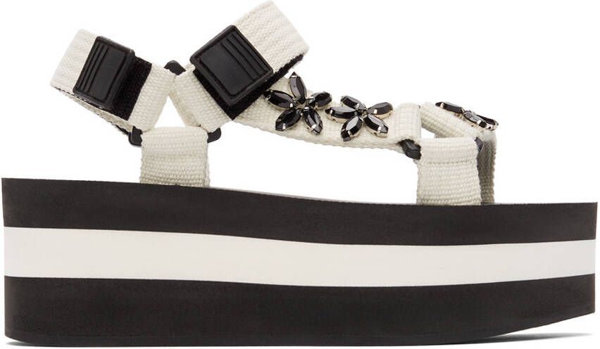 Marni White Embellished Platform Sandals - Picture 5