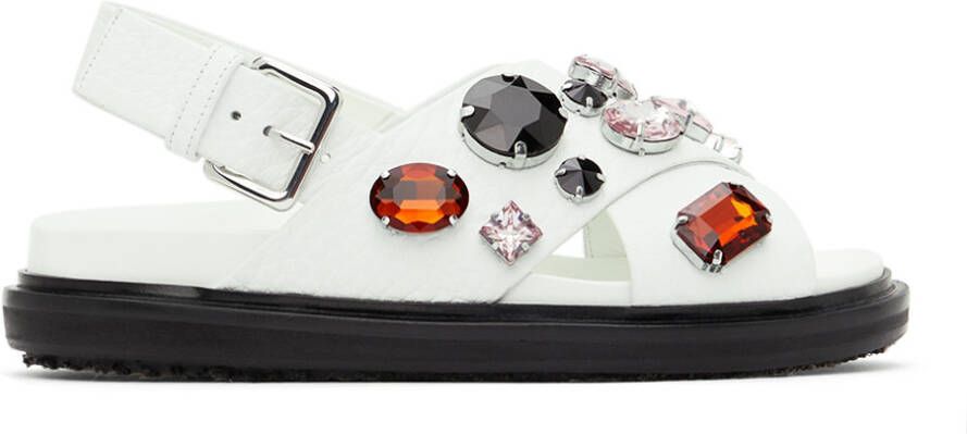 Marni White Glass Bead Fussbett Sandals - Picture 5