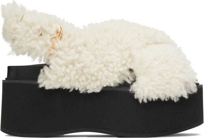 Marni White Shearling Fussbett Platform Sandals - Picture 5