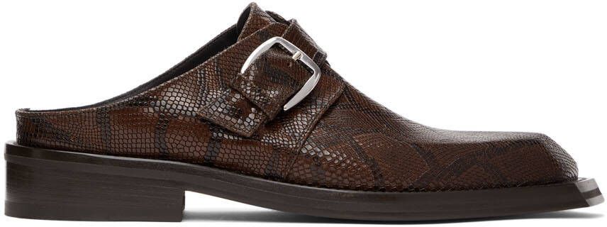 Martine Rose Brown Python Chisel Toe Mules - Picture 5
