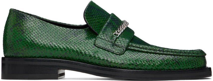 Martine Rose Green Square Toe Loafers - Picture 5