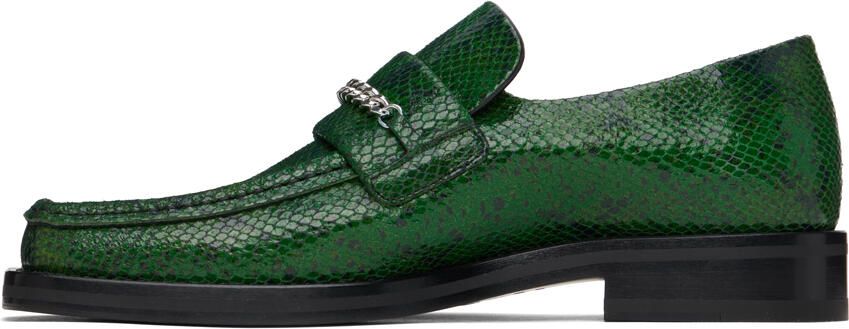 Martine Rose Green Square Toe Loafers - Picture 3