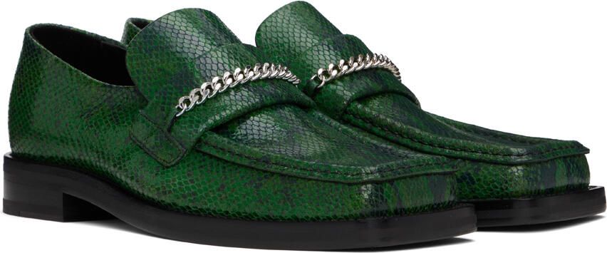 Martine Rose Green Square Toe Loafers - Picture 2