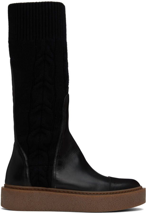 Max Mara Black Braidy Boots - Picture 3