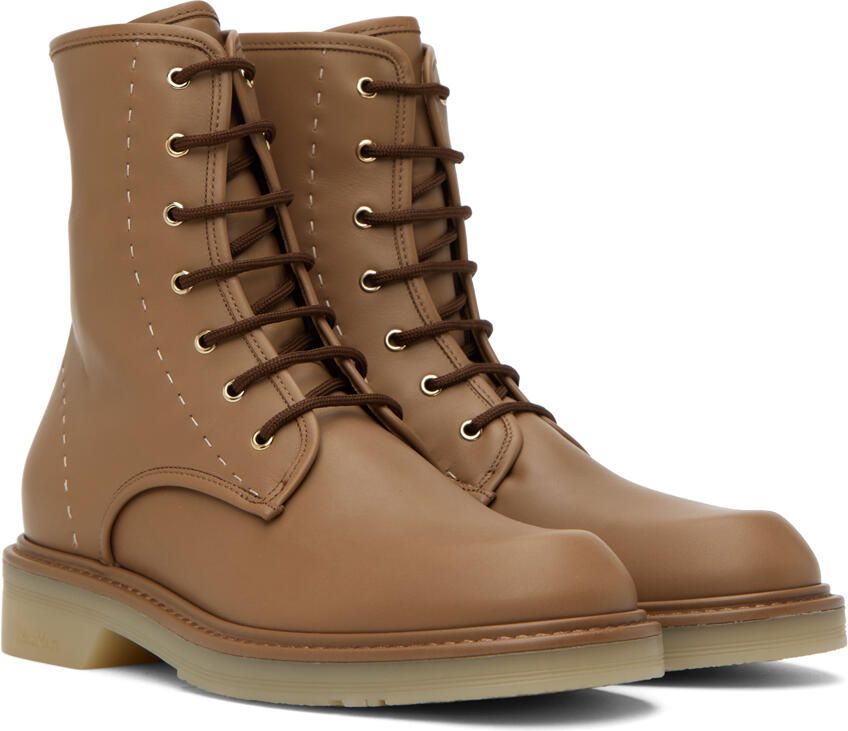 Max Mara Tan Urban Combat Boots - Picture 2