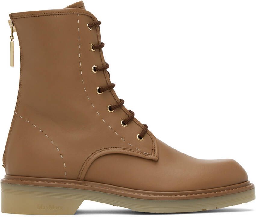 Max Mara Tan Urban Combat Boots - Picture 4