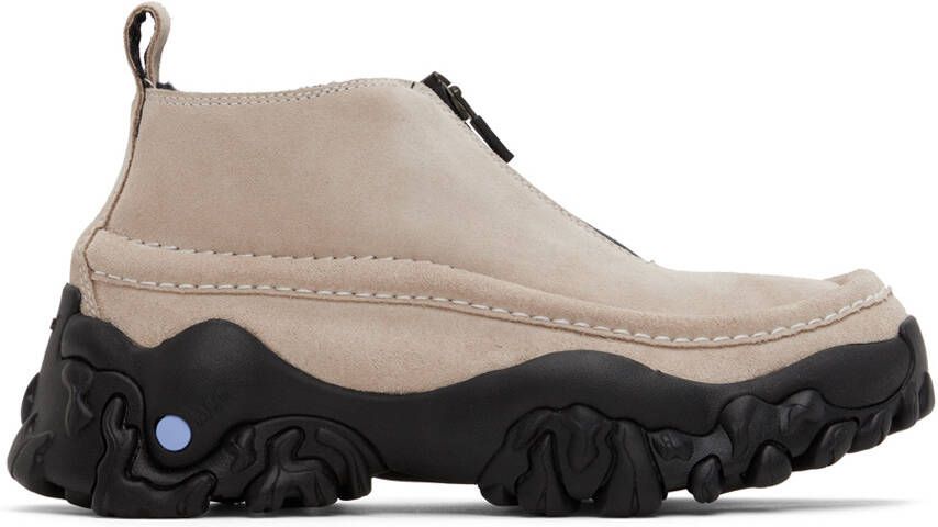 MCQ Beige & Black Crimp Moccasin Boots