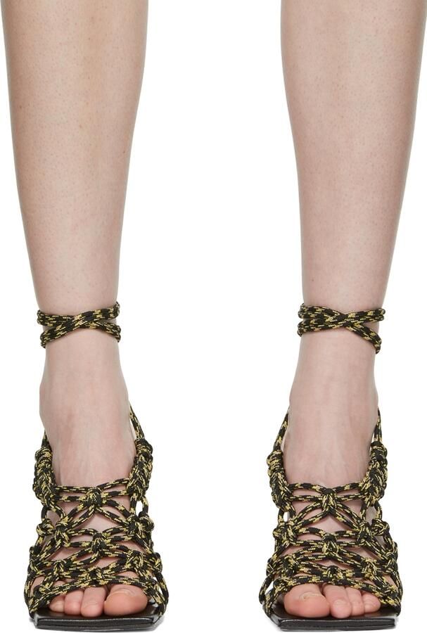 Miista Black & Yellow Knit Stephanie Heeled Sandals - Picture 2