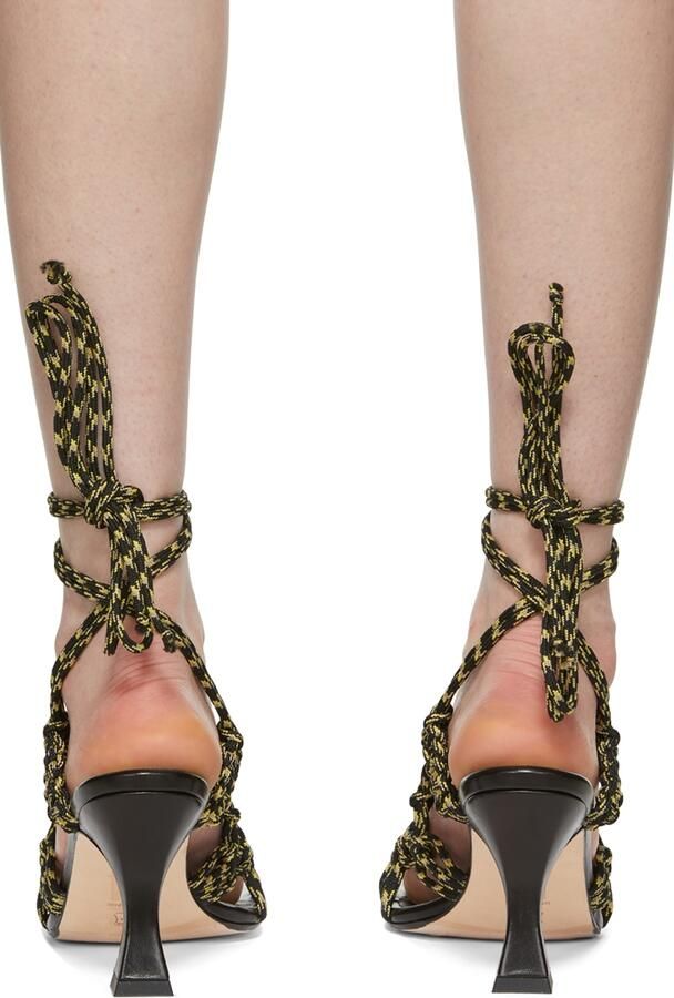 Miista Black & Yellow Knit Stephanie Heeled Sandals