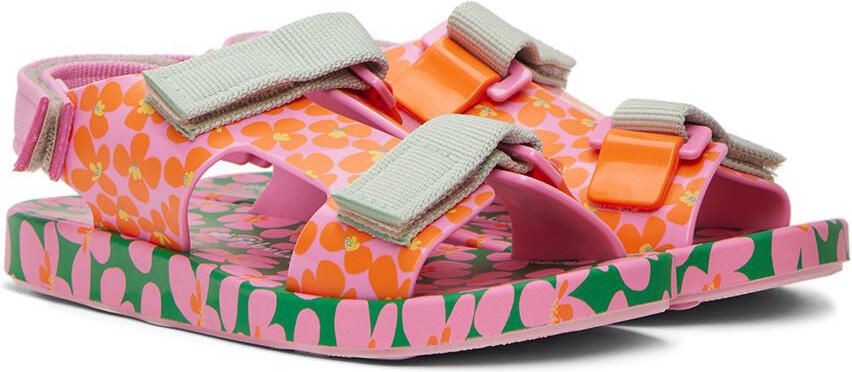 Mini Melissa Kids Pink & Green Fábula Edition Ping Pong Sandals - Picture 3