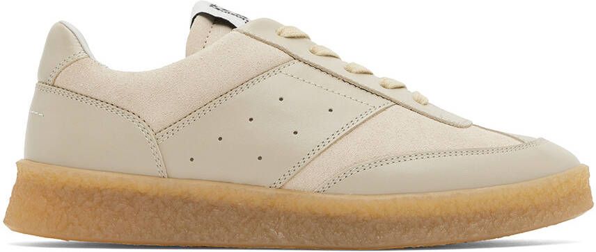 MM6 Maison Margiela Beige 6 Court Sneakers - Picture 5