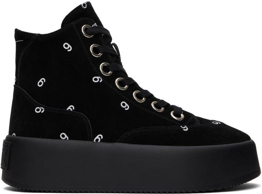 MM6 Maison Margiela Black 6 Platform High Sneakers - Picture 5