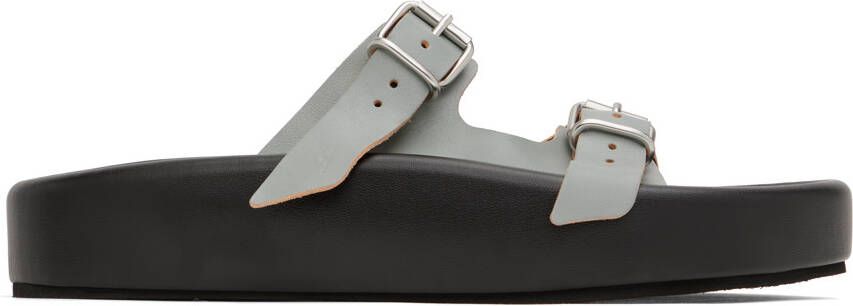 MM6 Maison Margiela Black & Gray Leather Sandals - Picture 5