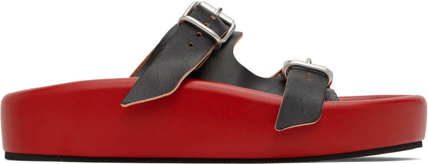 MM6 Maison Margiela Black & Red Sunken Buckle Sandals - Picture 4