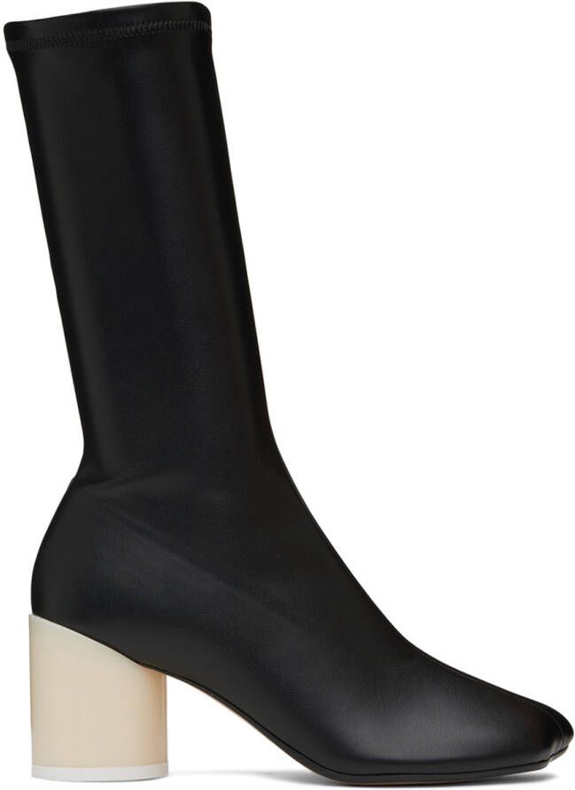 MM6 Maison Margiela Black Faux-Leather Boots - Picture 2