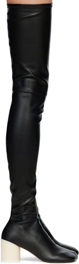 MM6 Maison Margiela Black Faux-Leather Tall Boots - Picture 5