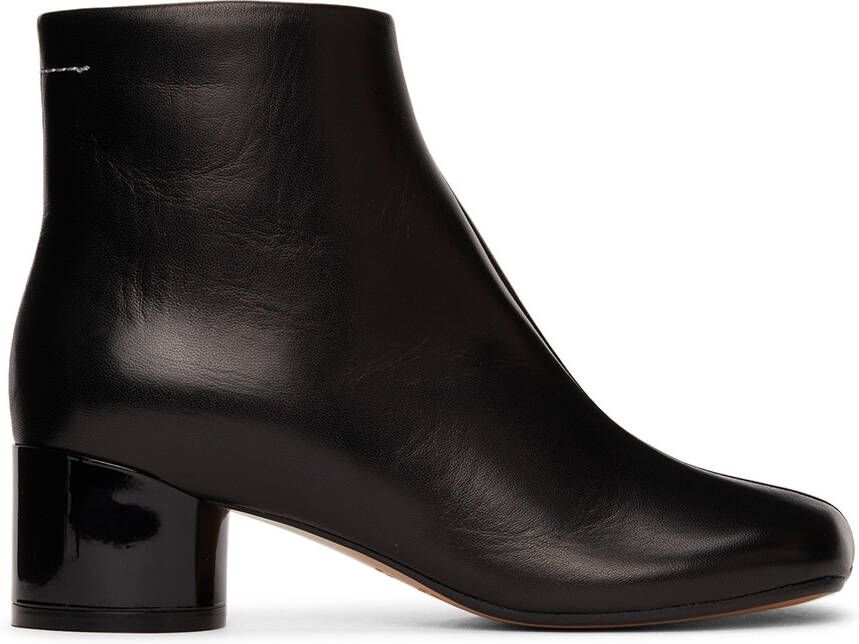 MM6 Maison Margiela Black Leather Ankle Boots - Picture 3