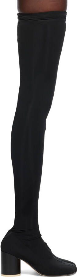 MM6 Maison Margiela Black Thigh-High Sock Boots - Picture 5