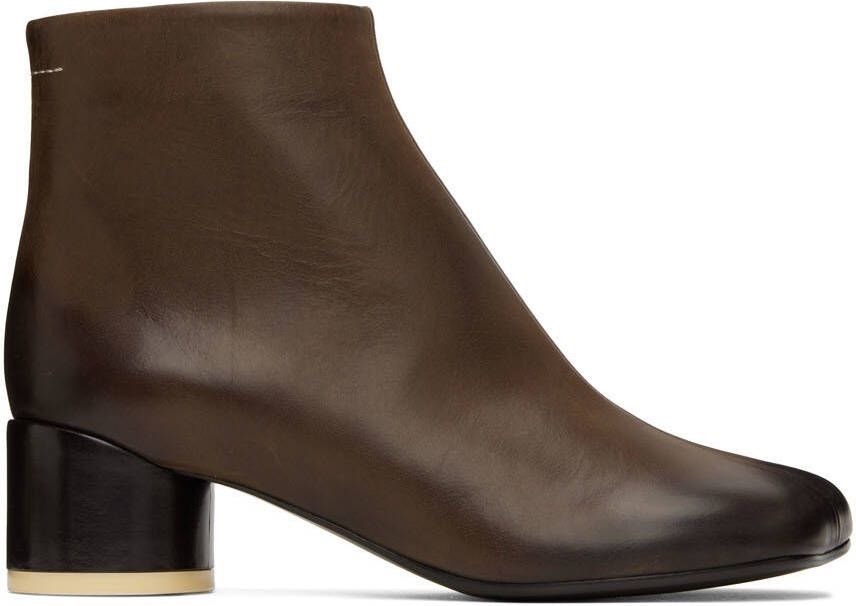MM6 Maison Margiela Brown Anatomic Ankle Boots - Picture 5