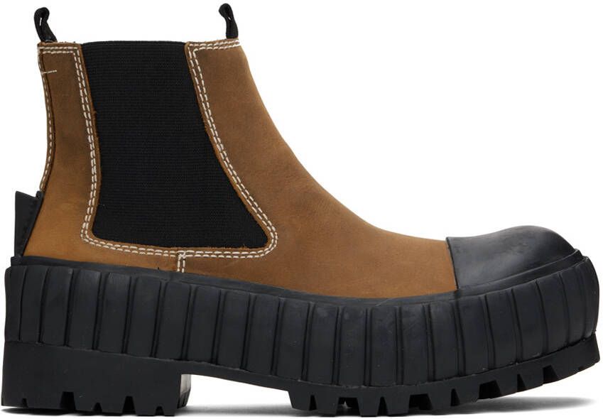 MM6 Maison Margiela Brown Chunky Chelsea Boots - Picture 5
