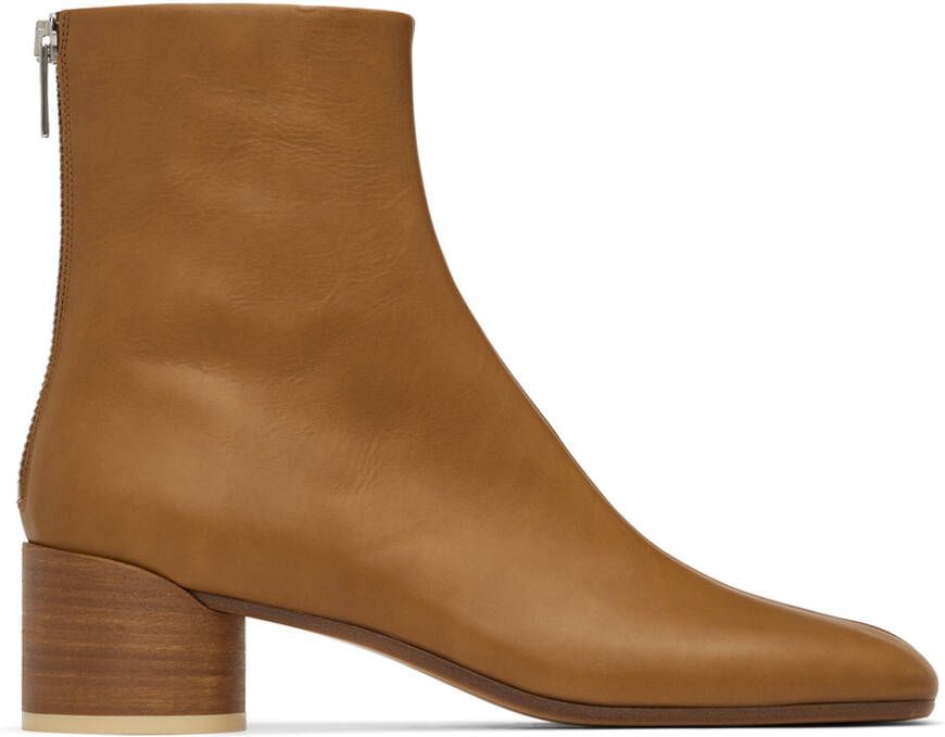 MM6 Maison Margiela Brown Leather Boots - Picture 5