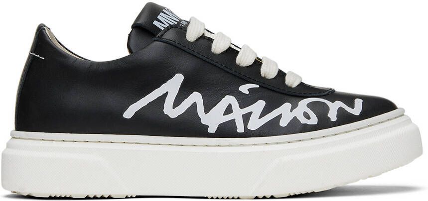 MM6 Maison Margiela Kids Black Cursive Logo Sneakers - Picture 5
