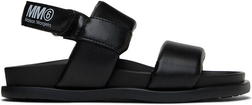 MM6 Maison Margiela Kids Black Leather Sandals - Picture 5