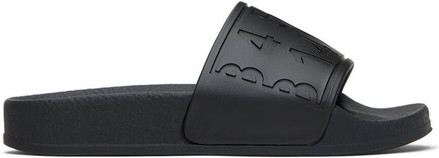 MM6 Maison Margiela Kids Black Logo Pool Slides