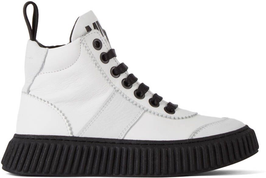 MM6 Maison Margiela Kids White & Black Logo Boots - Picture 4