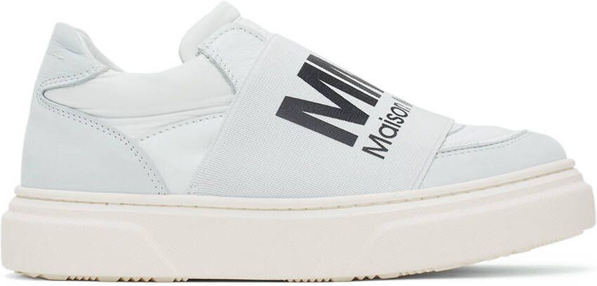 MM6 Maison Margiela Kids White & Grey Elastic Logo Sneakers