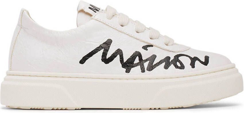 MM6 Maison Margiela Kids White Cursive Logo Sneakers