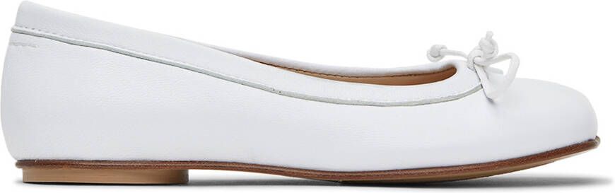 MM6 Maison Margiela Kids White Leather Flats