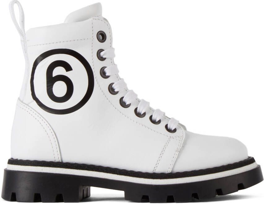 MM6 Maison Margiela Kids White Logo Boots - Picture 4
