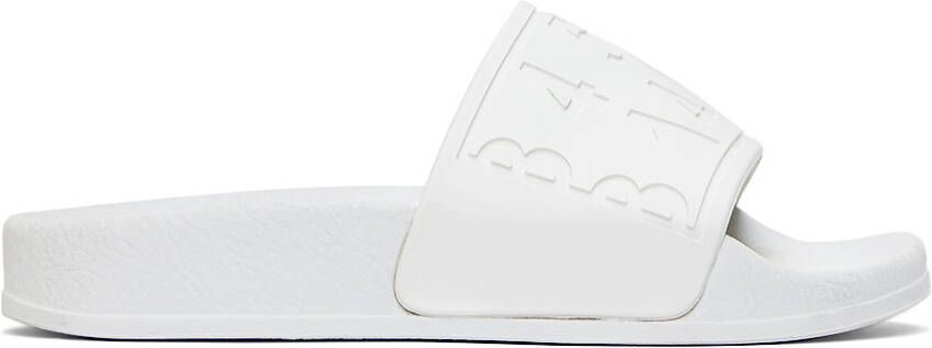 MM6 Maison Margiela Kids White Logo Pool Slides