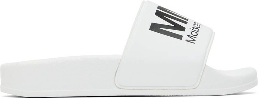 MM6 Maison Margiela Kids White Logo Slides - Picture 4
