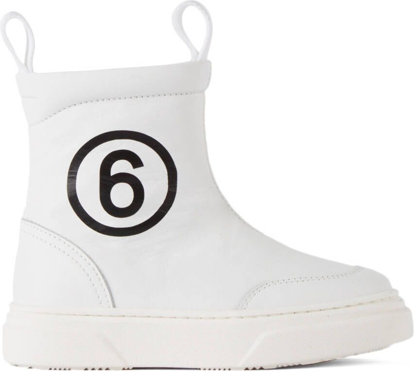MM6 Maison Margiela Kids White Logo Slip-On Boots - Picture 4