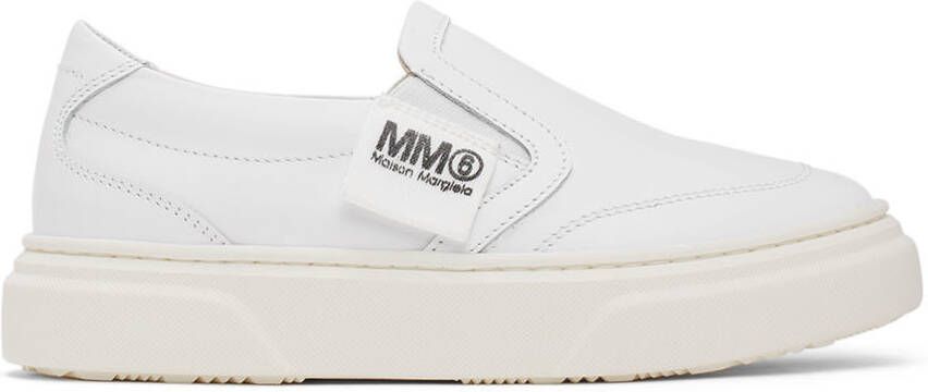 MM6 Maison Margiela Kids White Logo Slip-On Sneakers