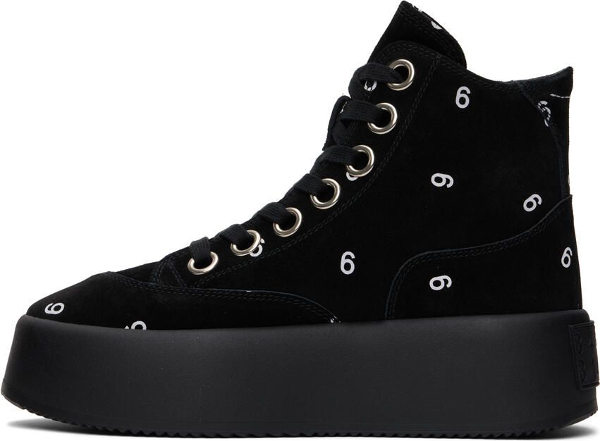 MM6 Maison Margiela Black 6 Platform High Sneakers - Picture 3