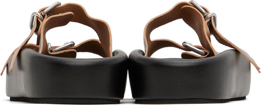 MM6 Maison Margiela Black & Gray Leather Sandals