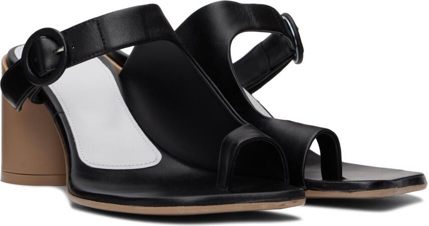 MM6 Maison Margiela Black & Red Sunken Buckle Sandals - Picture 2