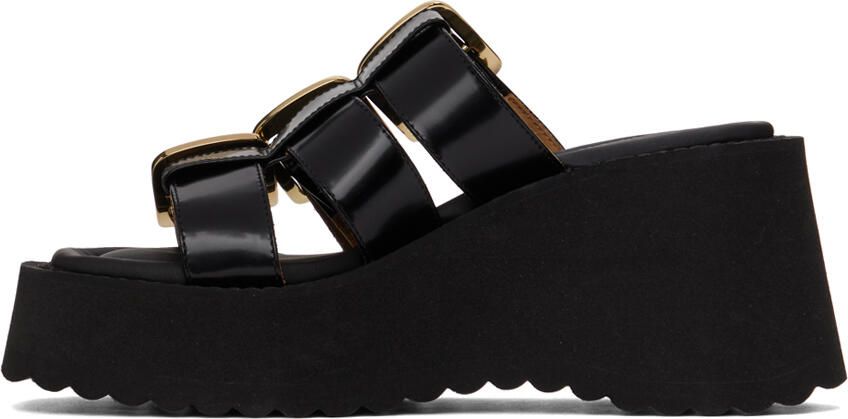 MM6 Maison Margiela Black Buckle Wedge Sandals - Picture 3