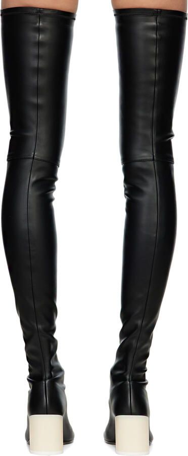 MM6 Maison Margiela Black Faux-Leather Tall Boots